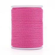 Round Waxed Polyester Cord, Taiwan Waxed Cord, Twisted Cord, Hot Pink, 1mm, about 12.02 yards(11m)/roll(X-YC-G006-01-1.0mm-19)
