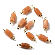 Natural Red Aventurine Connector Charms, Faceted Column Links with Real 18K Gold Plated Brass Double Loops, 21~23x6.5~7x6.5~7mm, Hole: 1.6mm(FIND-C046-10A-G)