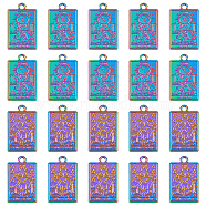 20Pcs 2 Style Rack Plating Alloy Pendants, Cadmium Free & Nickel Free & Lead Free, Multi-color, Tarot Charms, Mixed Color, 23.5x14.5x1.5mm, Hole: 1.8mm, 10pcs/style(FIND-DC0001-30)