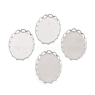 Non-Tarnish 316 Surgical Stainless Steel Tray Settings, Lace Edge Bezel Cups, Oval, Stainless Steel Color, 26x19x3mm(X-STAS-I187-11B-P)