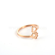 Stylish Adjustable Stainless Steel Paw Print Cuff Rings for Women, Minimalist Fashion Hand Jewelry, Rose Gold, show in picture(CD3807-12)