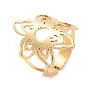 Flower 304 Stainless Steel Adjustable Rings for Women, Golden, 28mm, Inner Diameter: 18mm(RJEW-G328-02G)