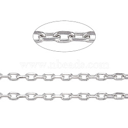 304 Stainless Steel Cable Chains, Diamond Cut Chains, Soldered, Faceted, with Spool, Oval, Stainless Steel Color, 1.5x1x0.3mm, about 32.8 Feet(10m)/roll(CHS-D004-01P)