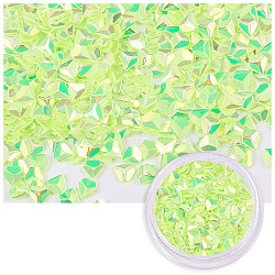 Laser Shining Nail Art Glitter, Manicure Sequins, DIY Sparkly Paillette Tips Nail, Diamond Shape, Lawn Green, 3.5x3.5x0.7mm, 1g/box(MRMJ-S023-005D)