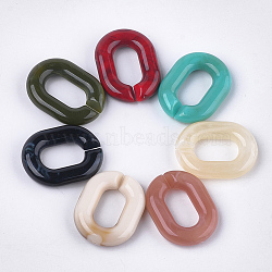 Acrylic Linking Rings, Quick Link Connectors, For Jewelry Chains Making, Imitation Gemstone Style, Oval, Mixed Color, 24x18x5mm, Inner Measure: 13x7mm(OACR-S021-18B)