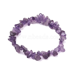 Natural Amethyst Chip Beaded Stretch Bracelets for Women Men, Inner Diameter: 2 inch(5cm)(BJEW-JB10652-04)