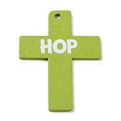 Easter Theme Single Face Printed Wood Pendants, Easter Charms, Cross, 80x57.5x2.5mm, Hole: 4.5mm(WOOD-M010-03C)