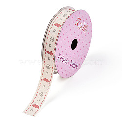 Single Face Printed Cotton Ribbons, Christmas Party Decoration, Cerise, Christmas Tree Pattern, 5/8 inch(16.5mm), about 2.00 Yards(1.82m)/Roll(SRIB-T009-01C)