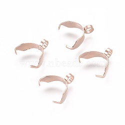 304 Stainless Steel Ice Pick Pinch Bails, Rose Gold, 12x4mm, Hole: 2.5mm, Pin: 0.7x0.4mm(STAS-D448-077RG-02)