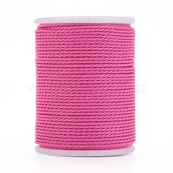 Round Waxed Polyester Cord, Taiwan Waxed Cord, Twisted Cord, Hot Pink, 1mm, about 12.02 yards(11m)/roll(X-YC-G006-01-1.0mm-19)