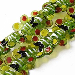 Handmade Lampwork Beads Strands, Butterfly, Yellow Green, 18~20x23~24.5x8~9mm, Hole: 1.2mm, about 35pcs/strand, 19.49''(49.5cm)(LAMP-T017-09B)