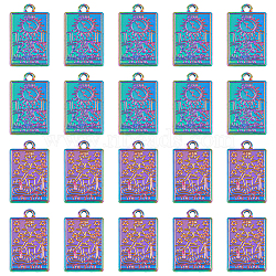20Pcs 2 Style Rack Plating Alloy Pendants, Cadmium Free & Nickel Free & Lead Free, Multi-color, Tarot Charms, Mixed Color, 23.5x14.5x1.5mm, Hole: 1.8mm, 10pcs/style(FIND-DC0001-30)