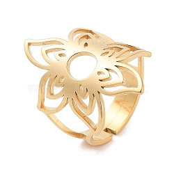 Flower 304 Stainless Steel Adjustable Rings for Women, Golden, 28mm, Inner Diameter: 18mm(RJEW-G328-02G)