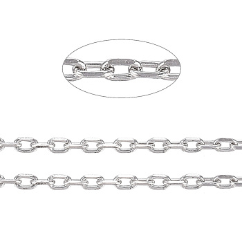 304 Stainless Steel Cable Chains, Diamond Cut Chains, Soldered, Faceted, with Spool, Oval, Stainless Steel Color, 1.5x1x0.3mm, about 32.8 Feet(10m)/roll