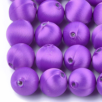 Polyester Thread Fabric Covered Beads, with ABS Plastic, Round, Blue Violet, 20x21.5mm, Hole: 3mm