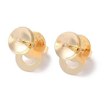 Rack Plating Brass Stud Earring Settings, Long-Lasting Plated, Lead Free & Cadmium Free, Light Gold, Tray: 8mm, 11.8x8mm, Hole: 1.8mm, Pin: 11x0.9mm