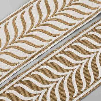Polyester Jacquard Leaf Ribbon, Clothes Accessories, Curtain Decoration, Camel, 3-3/8 inch(86mm)