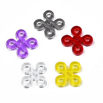 Transparent Acrylic Beads, Chinese Knot, Mixed Color, 18x18x2.5~3mm, Hole: 1.8mm