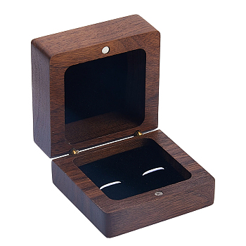 Wood Cuff-link Gift Storage Magnetic Boxes, Square, Coconut Brown, 6.1x6.1x4cm