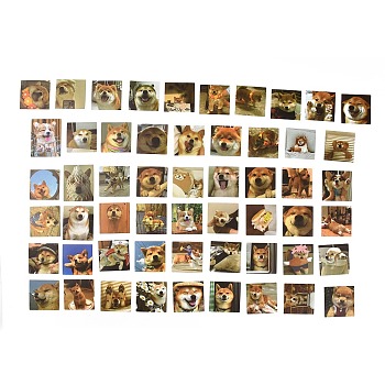 55Pcs 55 Styles PVC Plastic Shiba Inu Dog Stickers Sets, Waterproof Adhesive Decals for DIY Scrapbooking, Photo Album Decoration, Dog Pattern, 44~56.5x44~45x0.3mm, 1pc/style