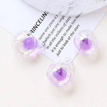Glass Pendant, Round Ball Charms, Medium Orchid, 28x20mm