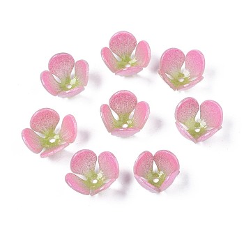 Plastic Beads, Flower, Pink, 12~13.5x12~13x8mm, Hole: 1.2mm