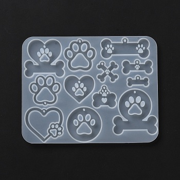 Silicone Molds, Pendant Molds, Gesso Resin Casting Molds, White, Skull, 94x118x4.5mm, Inner Diameter: 11.5~34x11.5~33mm