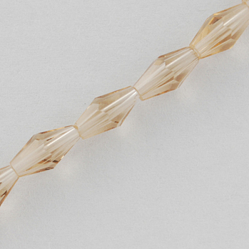 Glass Beads Strands, Faceted, Bicone, BurlyWood, 8x4x4mm, Hole: 1mm, about 72pcs/strand, 23.2 inch