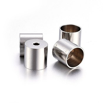 Tarnish Resistant 201 Stainless Steel Cord Ends, Column, Stainless Steel Color, 7x7mm, Hole: 1.5mm, Inner Diameter: 6mm 