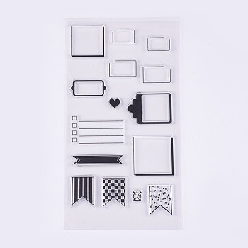 Silicone Stamps, for DIY Scrapbooking, Photo Album Decorative, Cards Making, Label Frame, Clear, 10~39x12~51mm