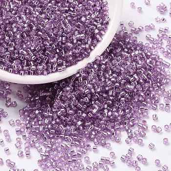 Cylinder Seed Beads, Silver Lined, Round Hole, Uniform Size, Dark Violet, 2x1.5mm, Hole: 0.8mm, about 40000pcs/bag, about 450g/bag