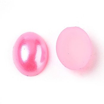 ABS Plastic Imitation Pearl Cabochons, Oval, Hot Pink, 8x6x2mm, about 5000pcs/bag