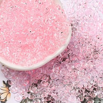 Baking Paint Transparent Colours Glass Round Beads, Round Hole, Pink, 5.5x3mm, Hole: 1.8mm, about 2500pcs/pound