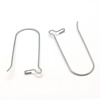 Tarnish Resistant 316 Stainless Steel Hoop Earrings Findings Kidney Ear Wires, 20 Gauge, 39x14mm, Pin: 0.8mm