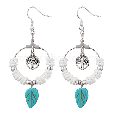 Leaf Synthetic Turquoise Earrings