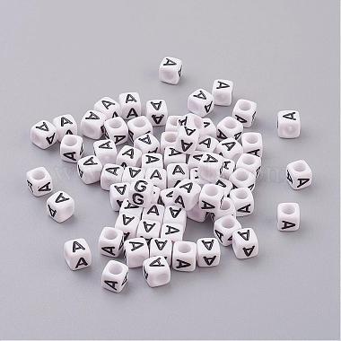 6mm White Square Acrylic Beads