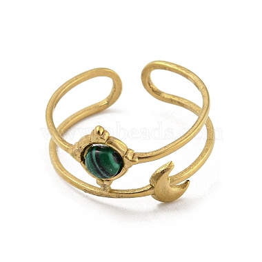 304 Stainless Steel with Synthetic Malachite Ring(RJEW-Z031-01H-03)-2