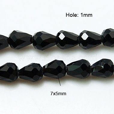 7mm Black Teardrop Glass Beads