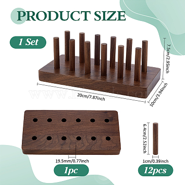 Pr&eacute;sentoirs &agrave; anneaux en bois avec 12 b&acirc;tonnets(RDIS-WH0009-033)-2