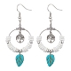 Natural Sea Shell Beads and Synthetical Dyed Turquoise Leaf Pendants Earrings(EJEW-JE05921)-1