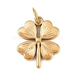 304 Stainless Steel Pendants, with Jump Ring, Golden, Clover, 18.5x15x2mm, Hole: 4.5mm(STAS-K307-03B-G)