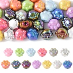 32Pcs UV Plating Acrylic Beads, Paw Print, Mixed Color, 13x15x10mm, Hole: 3mm(PACR-FS0001-04)