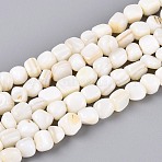 Natural Freshwater Shell Beads Strands, Square, Seashell Color, 2~7x4~7x3~6mm, Hole: 0.5~0.7mm, about 68~71pcs/strand, 15.16~15.55 inch(38.5~39.5cm)(BSHE-T014-51B)