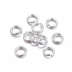 304 Stainless Steel Open Jump Rings, Round, Silver Color Plated, 20 Gauge, 4x0.8mm, Inner Diameter: 2.5mm(X-STAS-E464-09J-S)