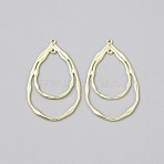 Alloy Pendant, Golden, 2-Loop Link Pendants, Teardrop, 48.5x29.5x1.5mm, Hole: 1.4mm(FIND-WH0518-91D-G)