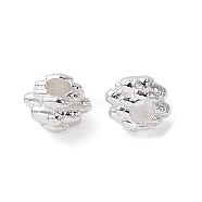 Alloy Spacer Beads, Long-Lasting Plated, Flower Shape, Silver, 4x3mm, Hole: 1.6mm(FIND-B029-13S)