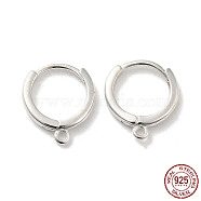 925 Sterling Silver Huggie Hoop Earring Findings, with Loops, with S925 Stamp, Silver, 19 Gauge, 14x12.5x1.6mm, Hole: 1.2mm, Pin: 0.9mm(STER-K174-15B-S)