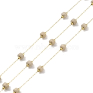 Ion Plating(IP) 304 Stainless Steel Link Chains, Natural Picture Jasper Beads & Spool, Soldered, Real 18K Gold Plated, 8x4mm, about 32.81 Feet(10m)/Roll(CHS-A010-03G-02)