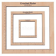 Wooden Square Frame Crochet Ruler, Wheat, 63.5~185x63.5~185x5mm, 3pcs/set(DIY-WH0033-89)