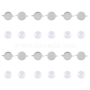 DIY Link Connectors Making Kits, Include 304 Stainless Steel Cabochon Connector Links Settings and Clear Glass Cabochons, Flat Round, Stainless Steel Color, Link Settings: 21x14x2mm, Hole: 2.5mm, 50pcs/box(DIY-UN0001-59)